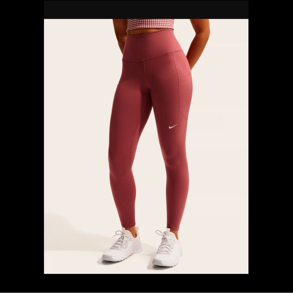 Nike‎ One Women's pink mauve High-Waisted 7/8 Leggings with Pockets size XL new